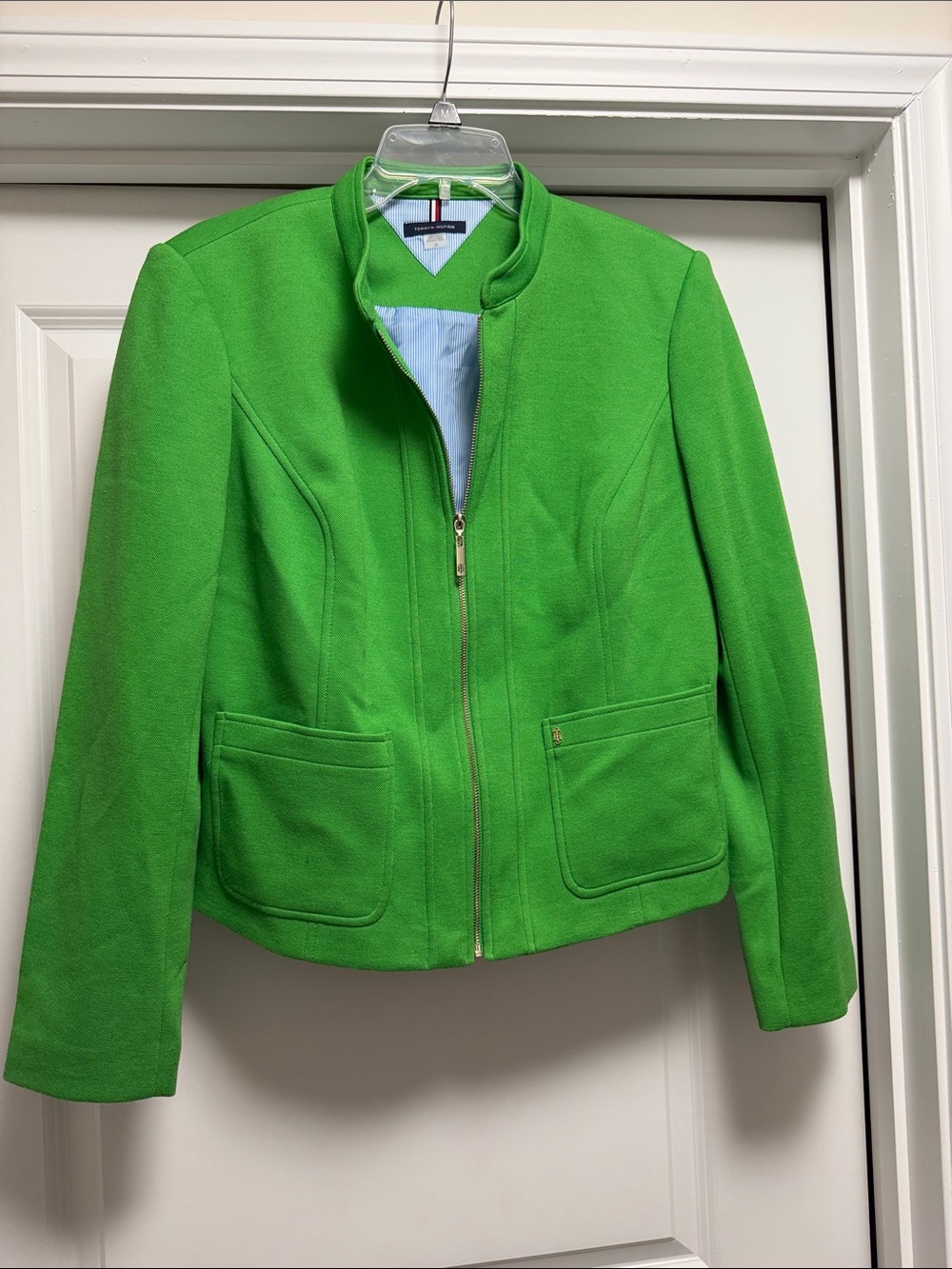 Tommy Hilfiger Bright Green Zip-Up Women's Blazer